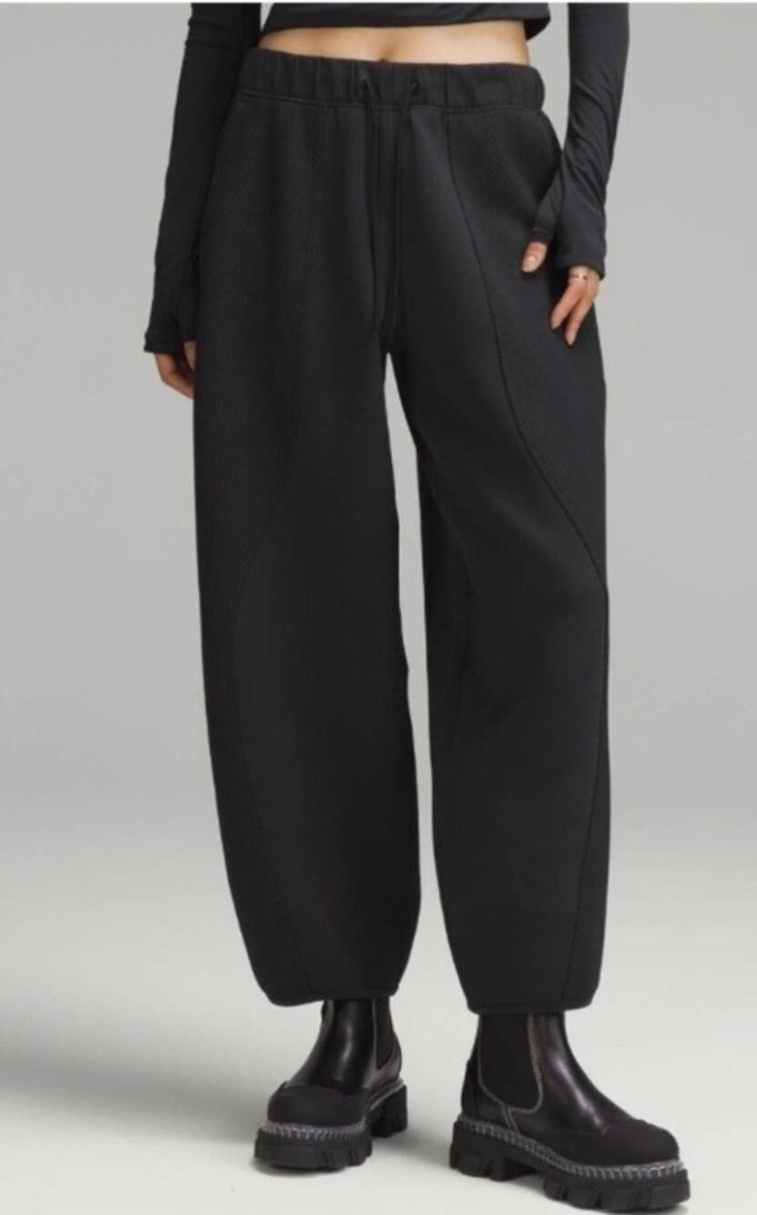 Lululemon Mixed Fabric Relaxed Fit Tapered HR Pants Barrel Black XS Women’s